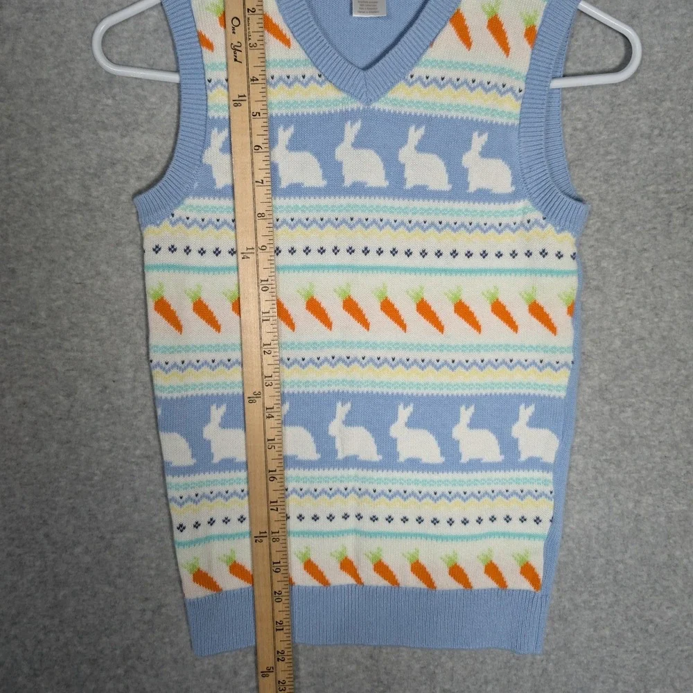 Gymboree Sweater Vest Kids Size 8 Blue Bunny Carrot Easter Knit Preppy Festive